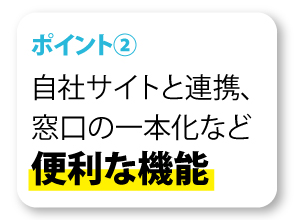 自社サイトとの連携、窓口の一本化など、便利な機能